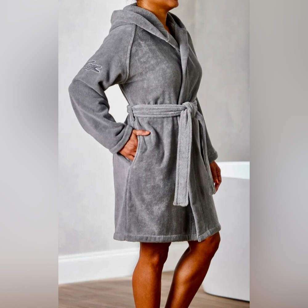 Lacoste FairPlay Luxurious Terry Couples BathRobes Unisex Grey OS